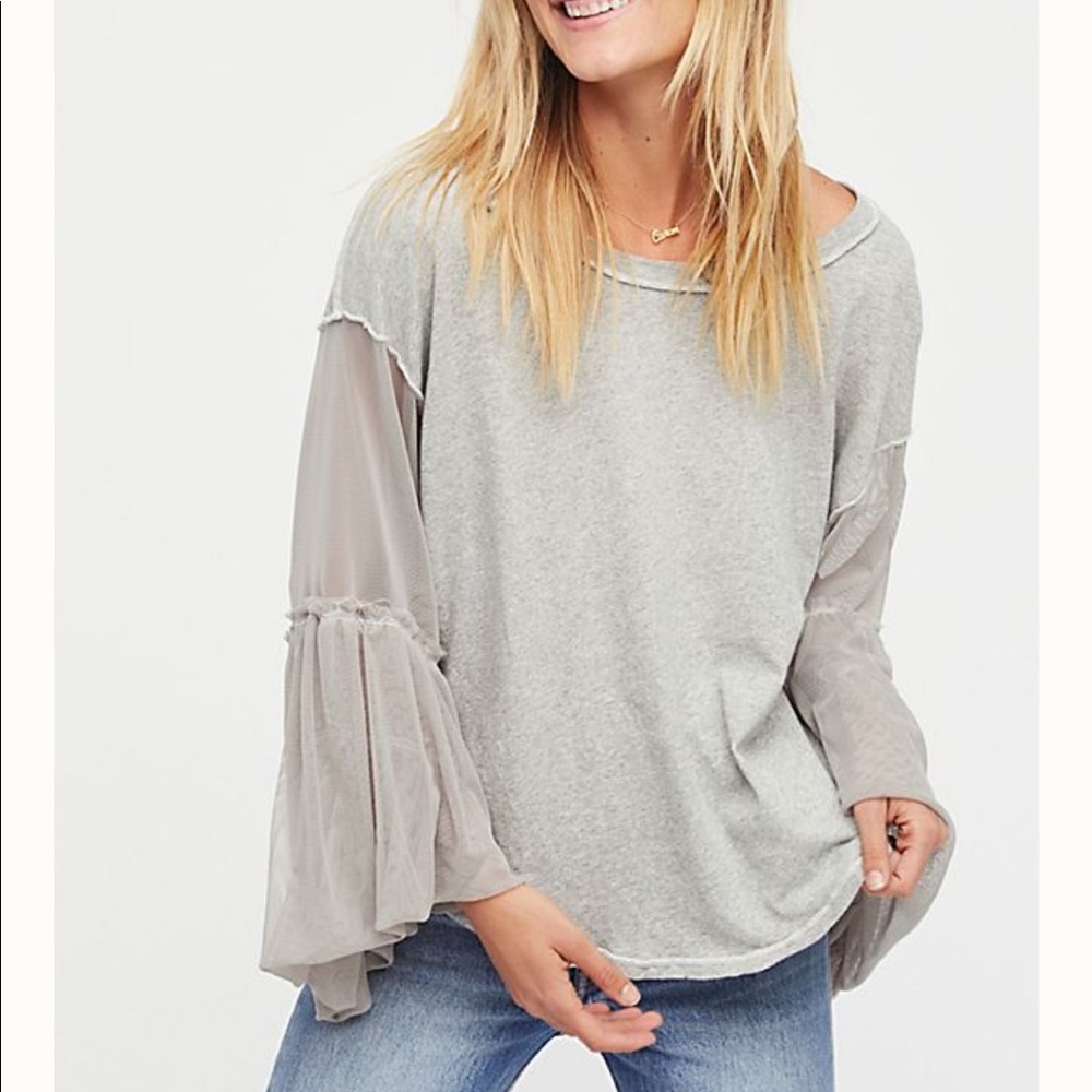 Free People Still Got it Tee Mesh Sleeves S